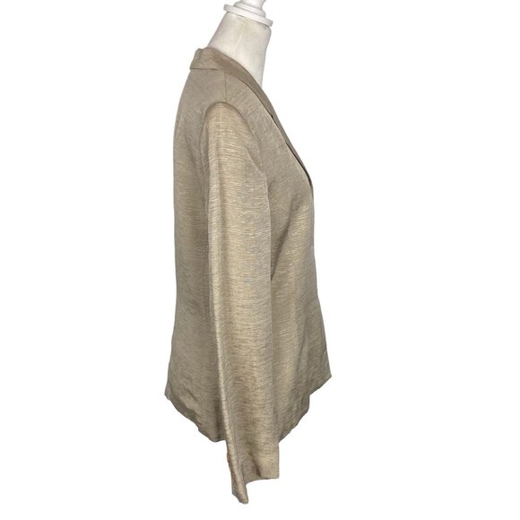 Vtg NORA NOH Women Button Front Silk Linen Blazer Sz 8 Brown Quite Luxury Preppy - Picture 5 of 14